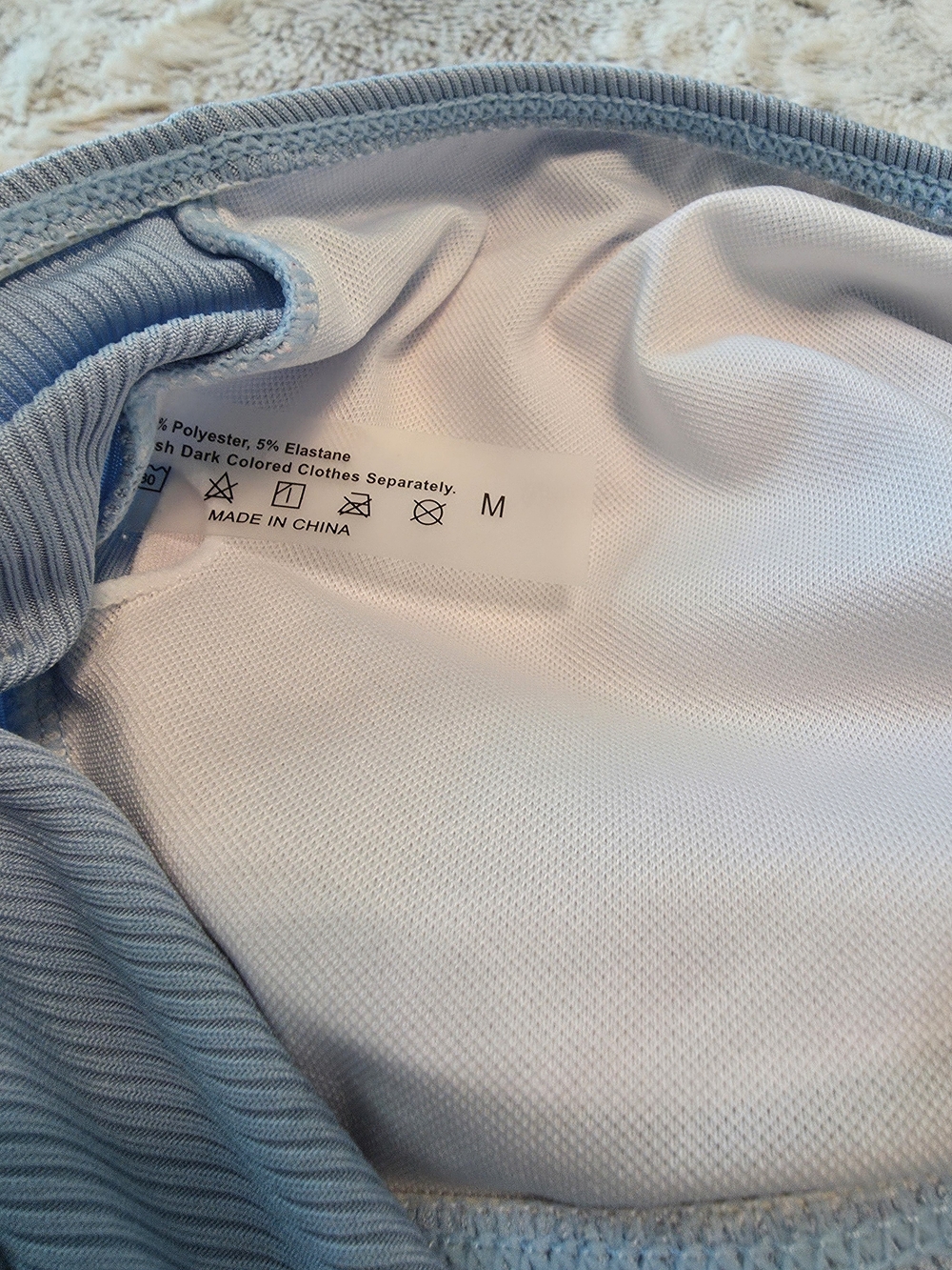 Light Blue Ribbed One-Piece Swimsuit - Picture 5 of 5